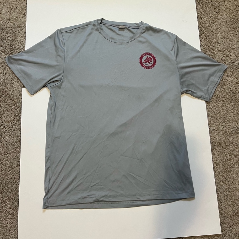 Men’s SportTek Oak Hill Academy (Virginia) Gray Dri-fit Shirt Size Large